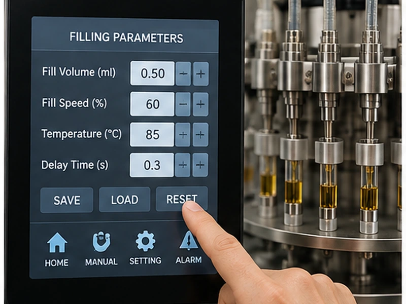Cartridge filling parameter adjustment for volume speed and temperature control