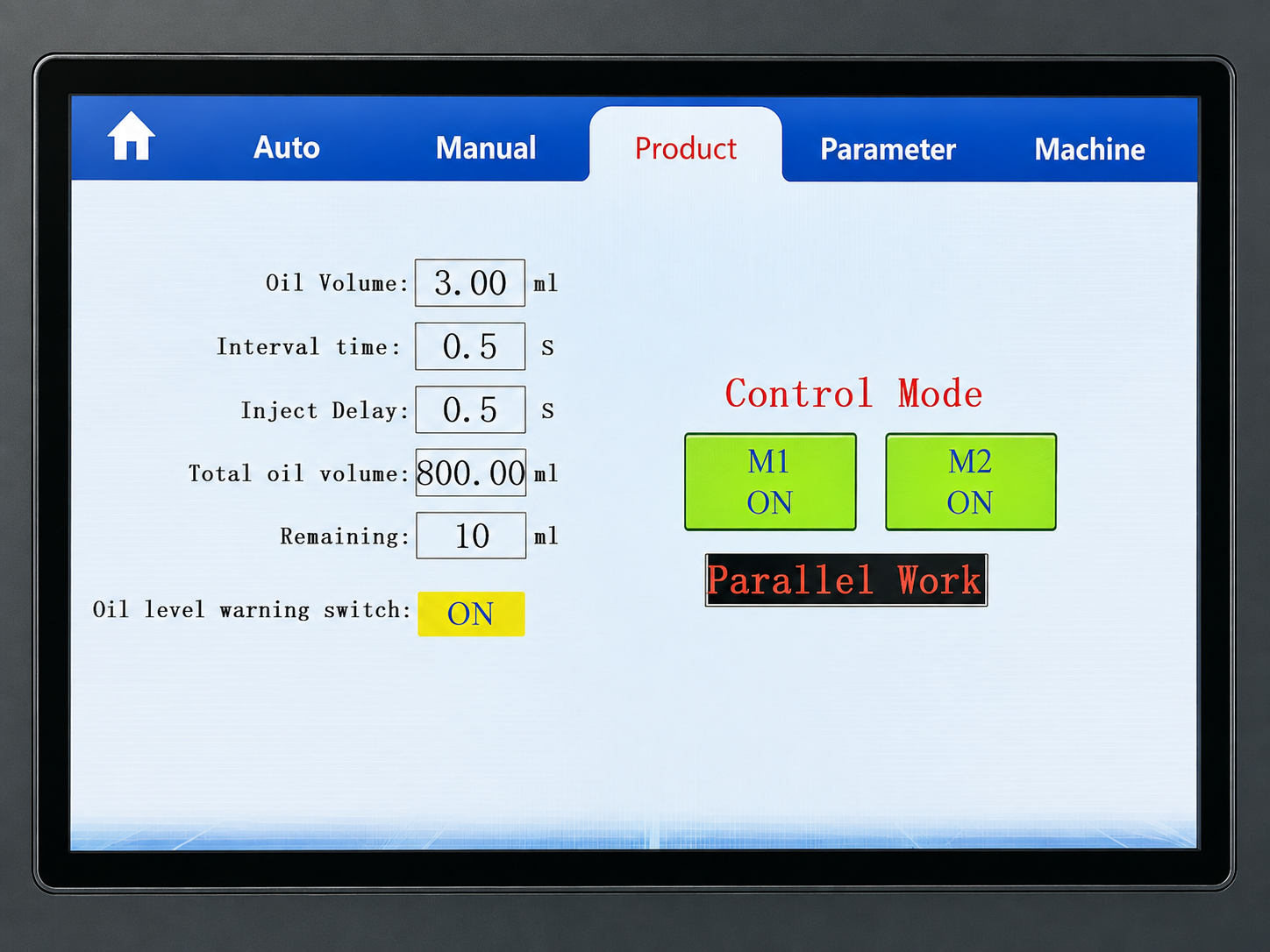 YC100 single and dual oil filling mode control interface