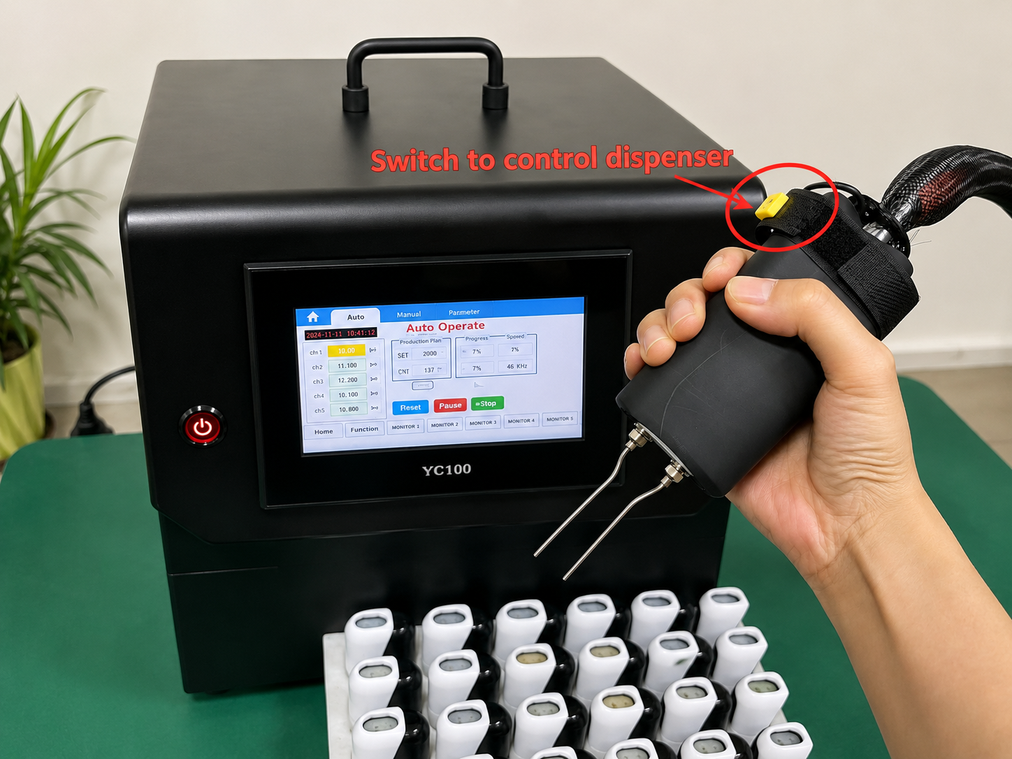 YC100 hand hose switch for semi-automatic cartridge filling