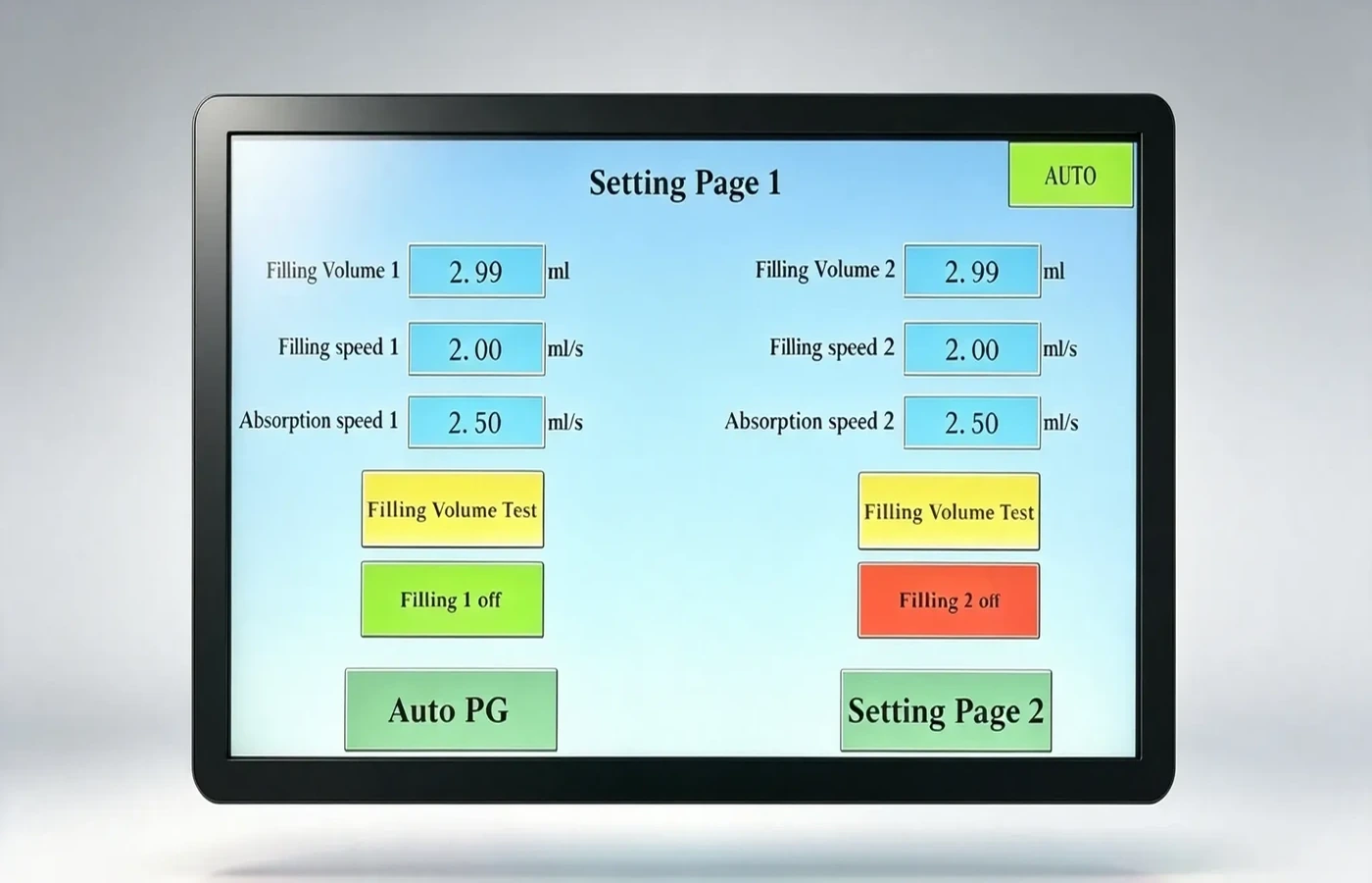 FM-17 touchscreen for single-tank dual-tank and dual-formula filling mode settings