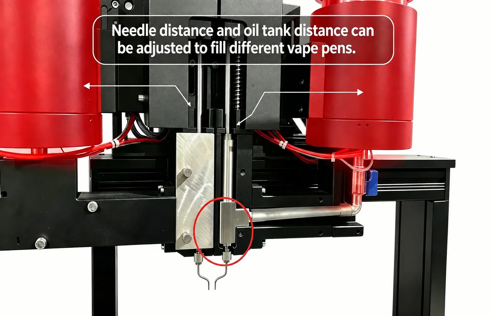 FM-17 adjustable needle spacing and oil tank distance for different dual flavor disposable cartridges